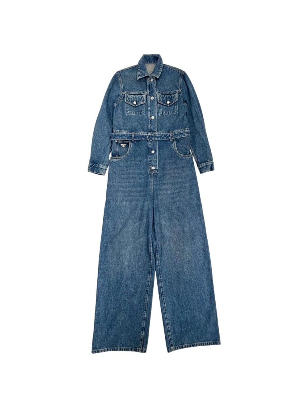 Prada with Belt Denim Jumps All in One Jumpsuit 36